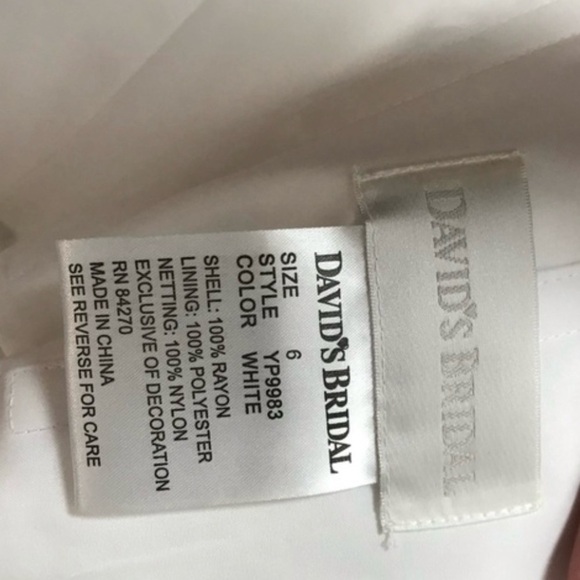 Davids Bridal White Strapless Lace Pearl Beaded Formal Dress Wedding Party Gown - Picture 10 of 10